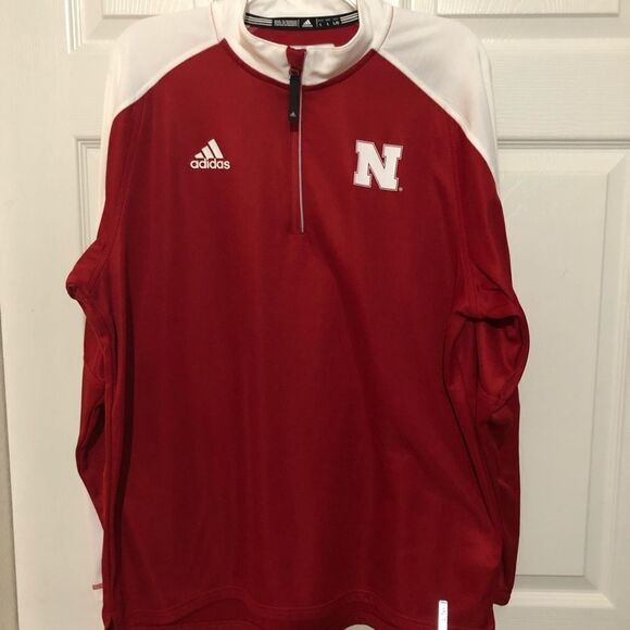 ADIDAS Men’s Red & White 1/4 Zip Pullover L  NWOT - Picture 1 of 5